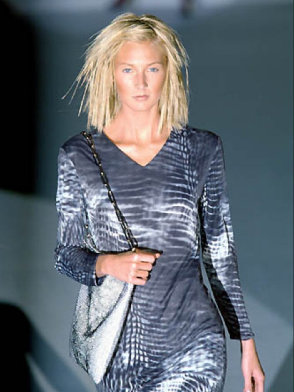 Gucci 2000 s/s by Tom Ford grey abstract dress (runway, archive)